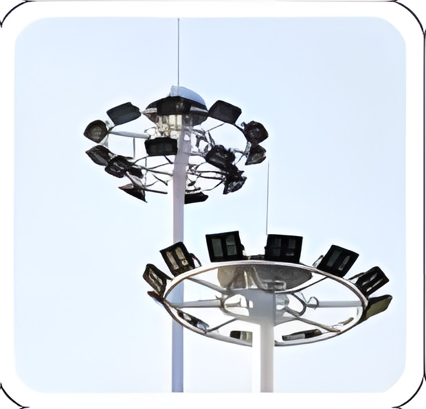 Giàn đèn pha LED trên cột nâng hạ